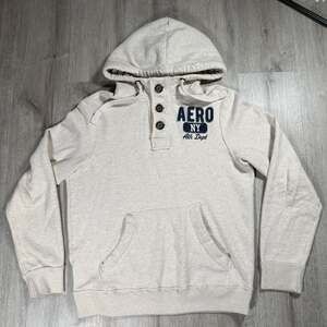 Mens Aeropostale Aero NY Ath Dept Button-Up Pullover Hoodie Medium Y2K Skater